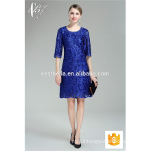 2017 Royal Blue Embroided Robes Femmes Summer Casual Designs pour Pakistanian Girls Knee Length Dress Patterns